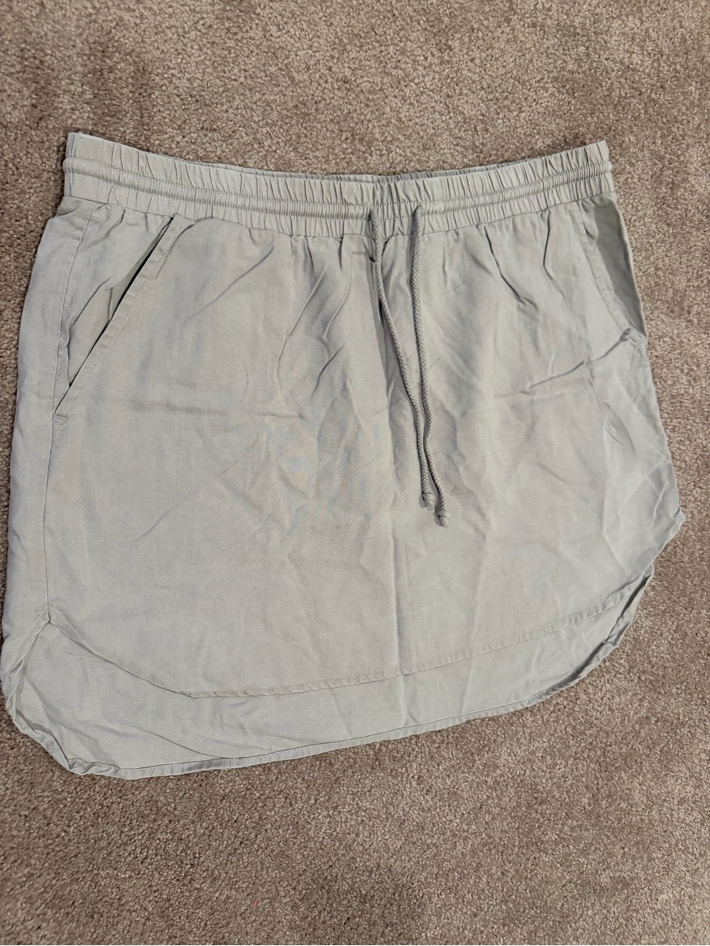Cloth & Stone Lyocell Drawstring Mini Skirt Stone Gray L Pockets